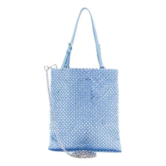 Prada Mini Satin Crystal Embellished Double Handle Crossbody Handbag Light - Picture 2 of 5